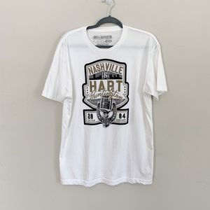Hart & Huntington White Short Sleeve Crew Neck Vintage Nashville Tee (Size M)